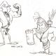 Earthworm Jim character sketch and an unknown Aztec looking character by Mike Dietz 